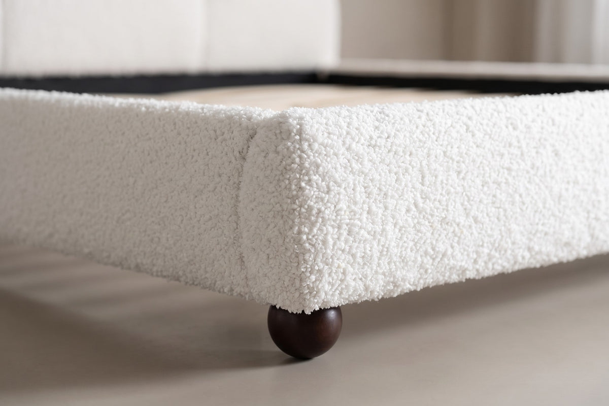 Celeste Bouclé Cloud Platform Bed – White, King