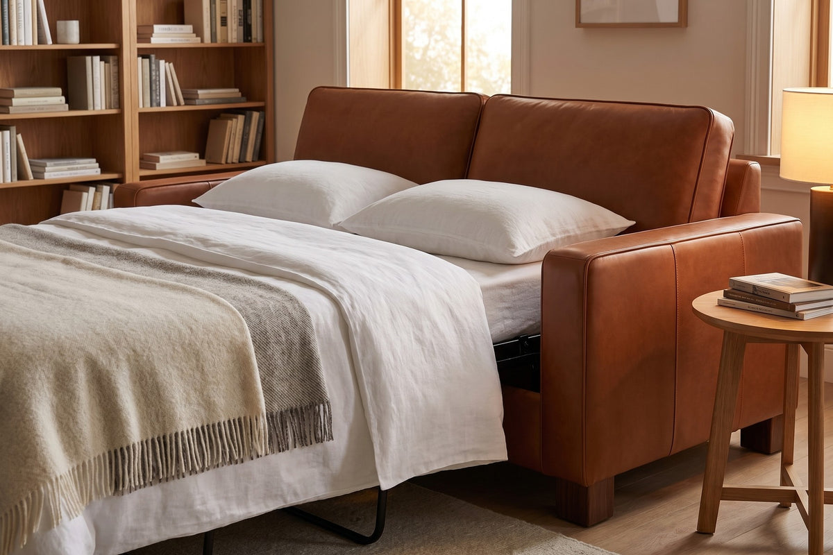 Chamonix Cognac Leather Sleeper Sofa detail