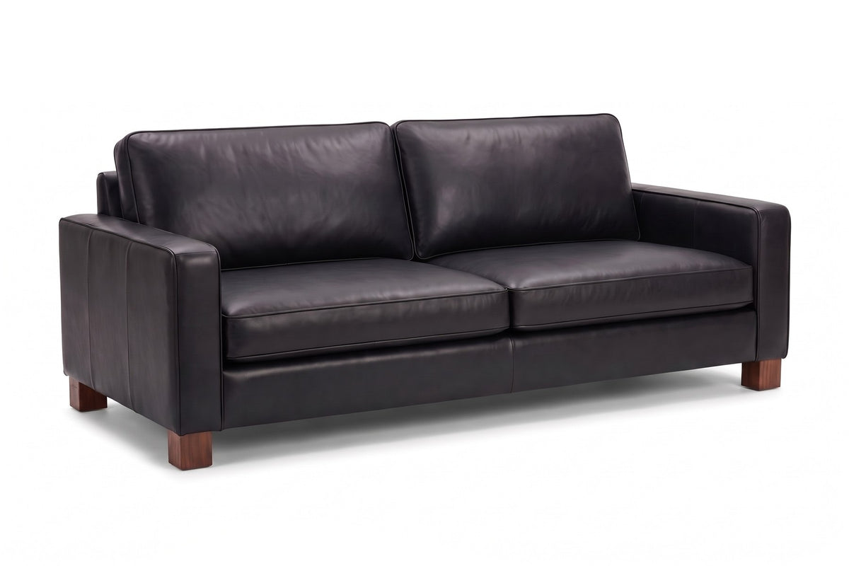 Chamonix 84" Leather Sleeper Sofa – Queen Pull-Out, Memory-Foam Mattress, Square Arms