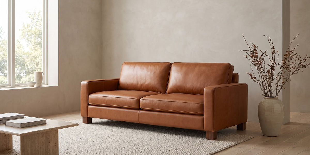 Chamonix Cognac Leather Sleeper Sofa banner