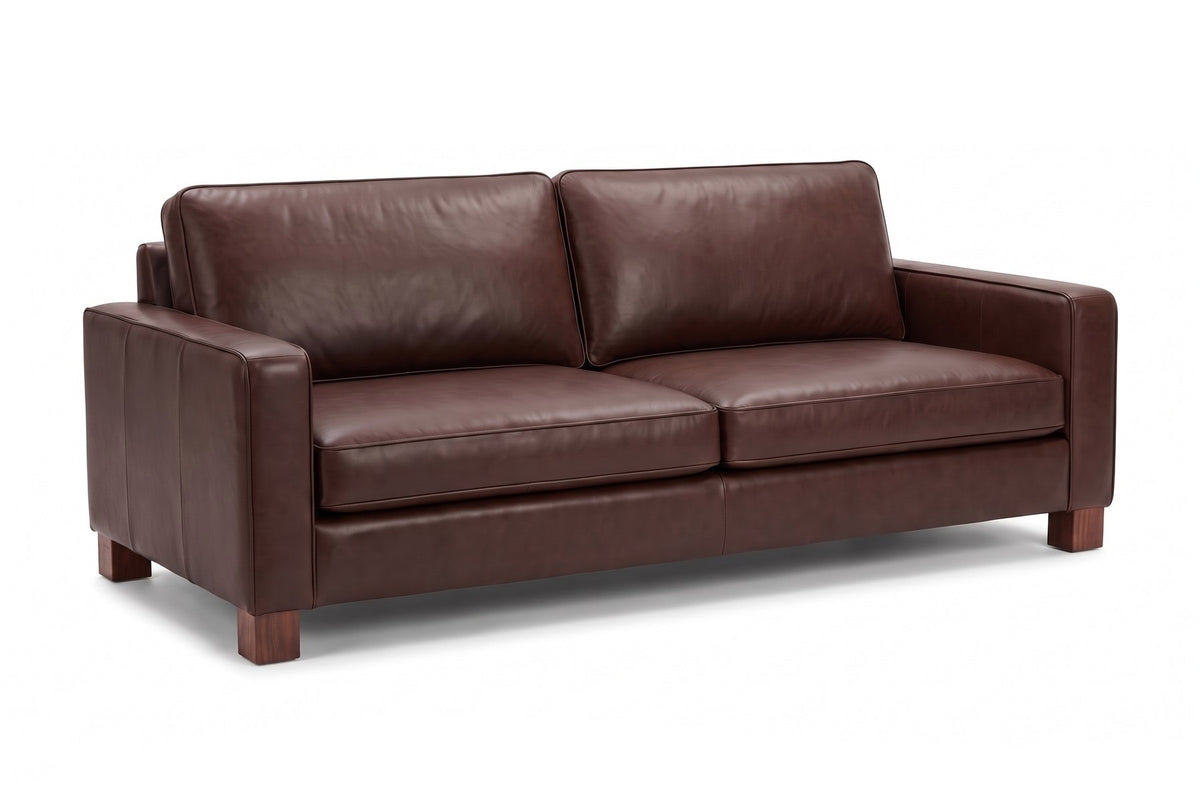 Chamonix 84" Leather Sleeper Sofa – Queen Pull-Out, Memory-Foam Mattress, Square Arms