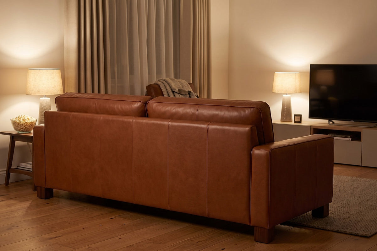 Chamonix 84" Leather Sleeper Sofa – Queen Pull-Out, Memory-Foam Mattress, Square Arms