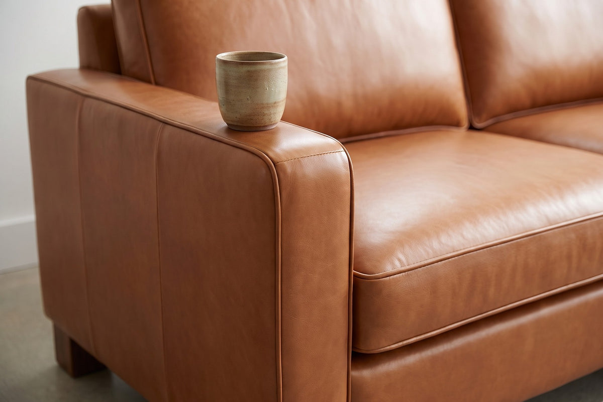 Chamonix 84" Leather Sleeper Sofa – Queen Pull-Out, Memory-Foam Mattress, Square Arms