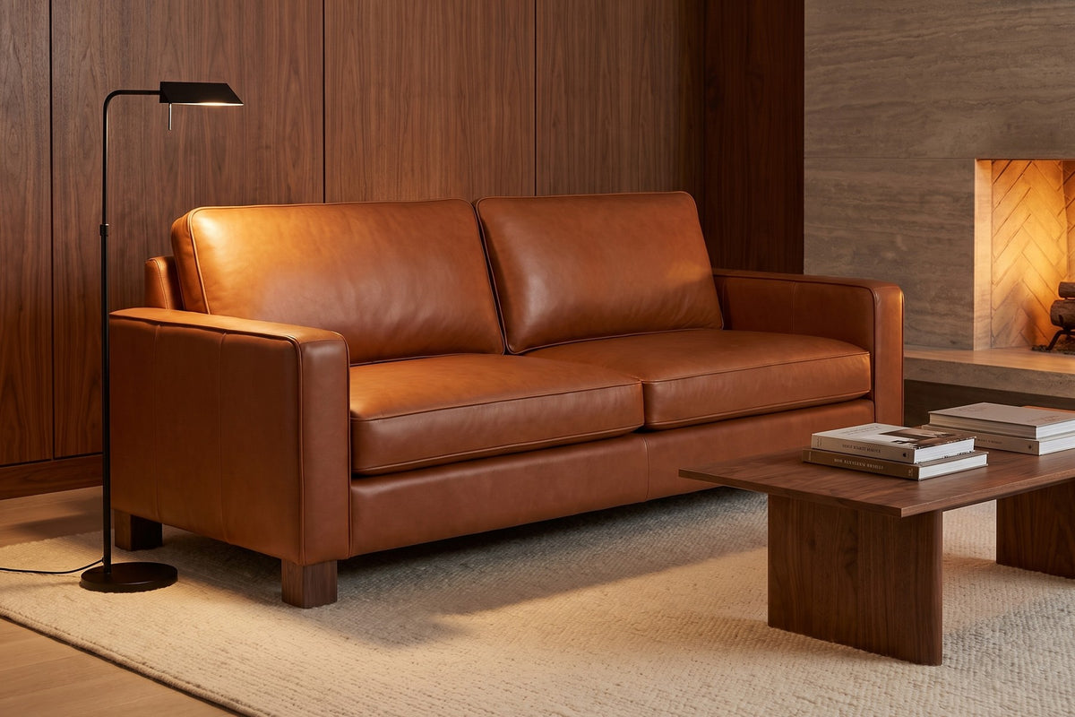 Chamonix 84" Leather Sleeper Sofa – Queen Pull-Out, Memory-Foam Mattress, Square Arms