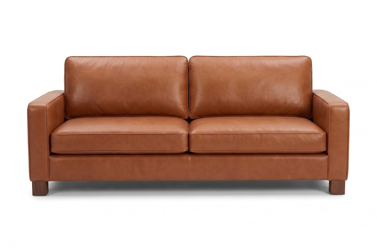 Chamonix 84" Leather Sleeper Sofa – Queen Pull-Out, Memory-Foam Mattress, Square Arms
