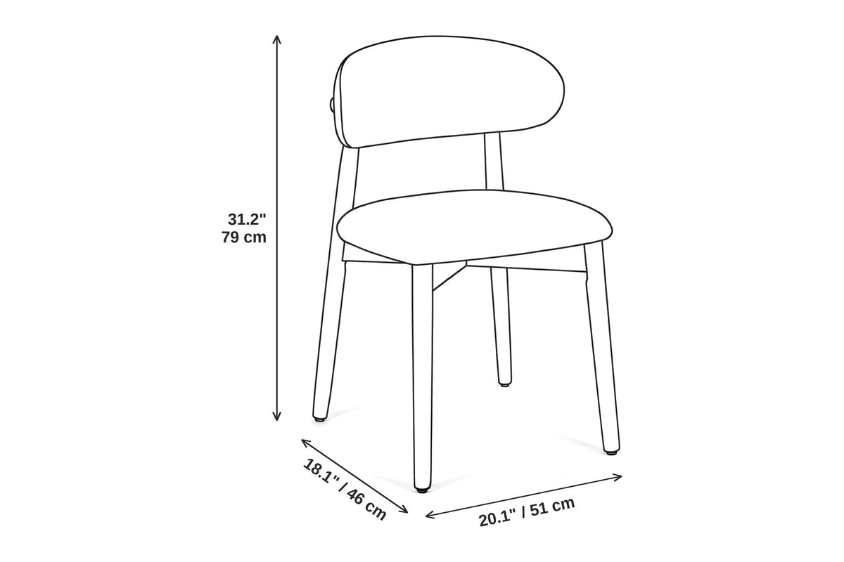 Charonne Upholstered Dining Chair – Light Camel, Walnut-Finish Rubberwood Frame, Set of 4