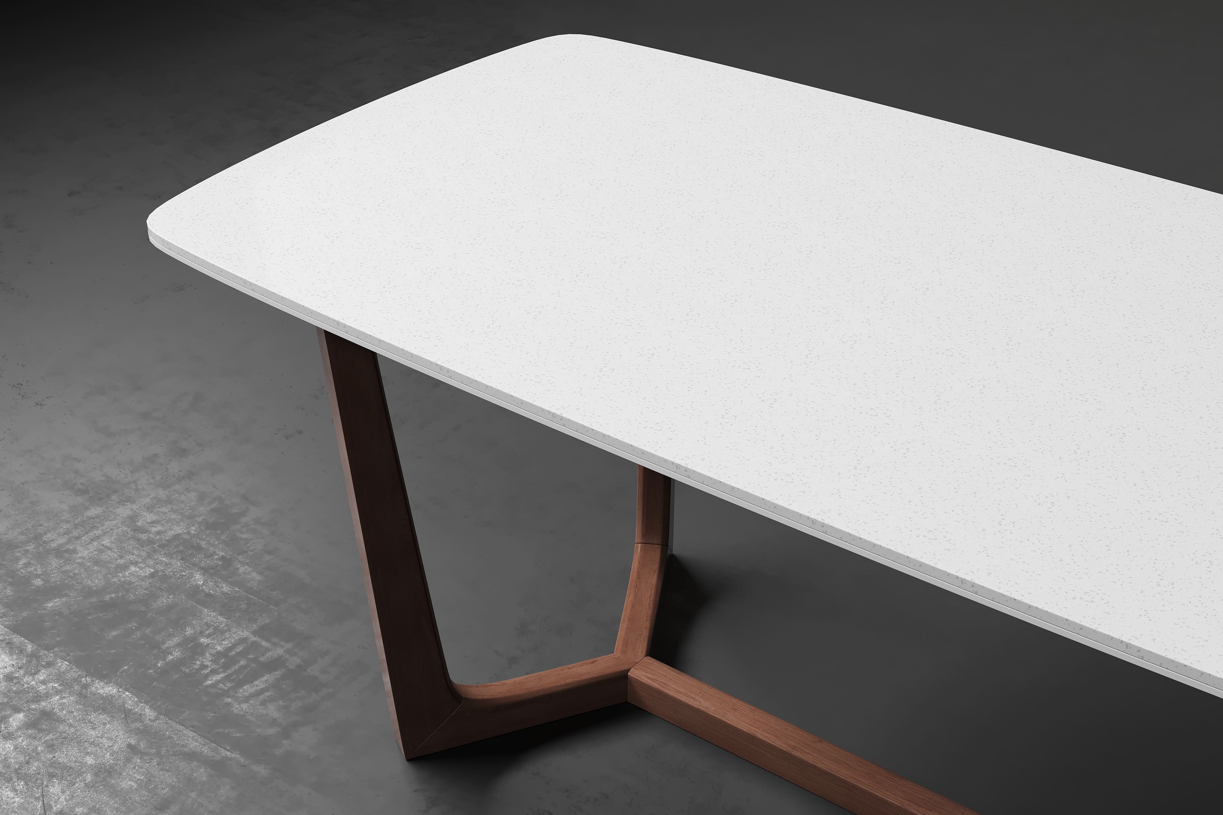 Clemente Quartz Dining Table – Modern Elegance, Unmatched Durability