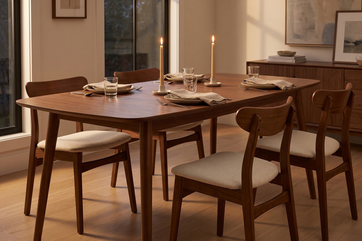 Cluny Extendable Walnut Dining Table in a home