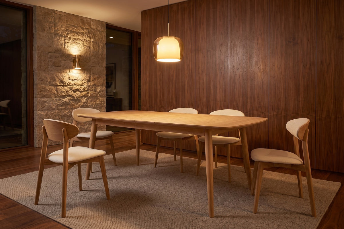 Cluny Extendable Dining Table – Walnut or Oak, 71" to 94", Seats 6 to 8