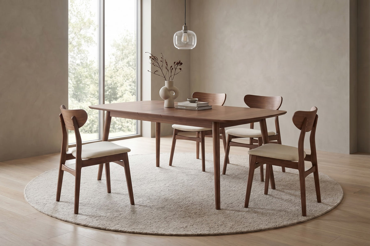 Cluny Extendable Dining Table – Walnut or Oak, 71" to 94", Seats 6 to 8