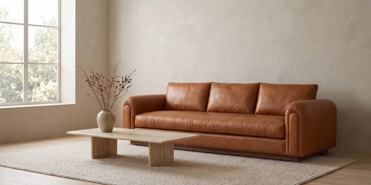 Collioure Cognac Leather Low Sofa banner