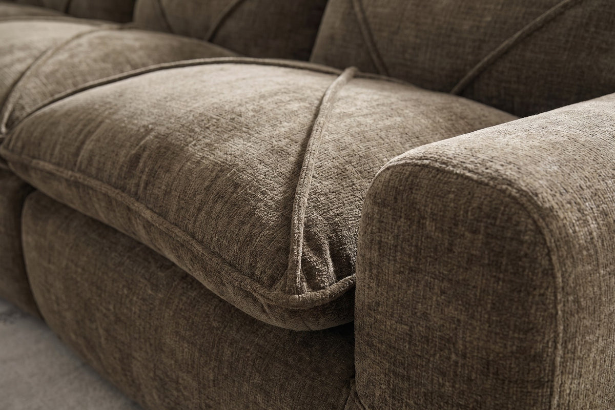 Concorde 116" Chenille Modular Sectional – Brown, Movable Ottoman, Legless