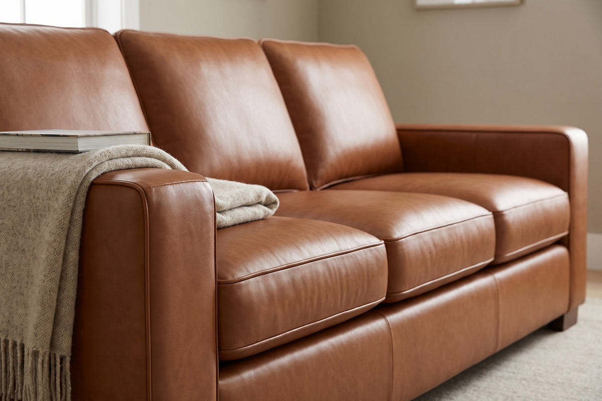 Deauville Cognac Leather Sofa detail