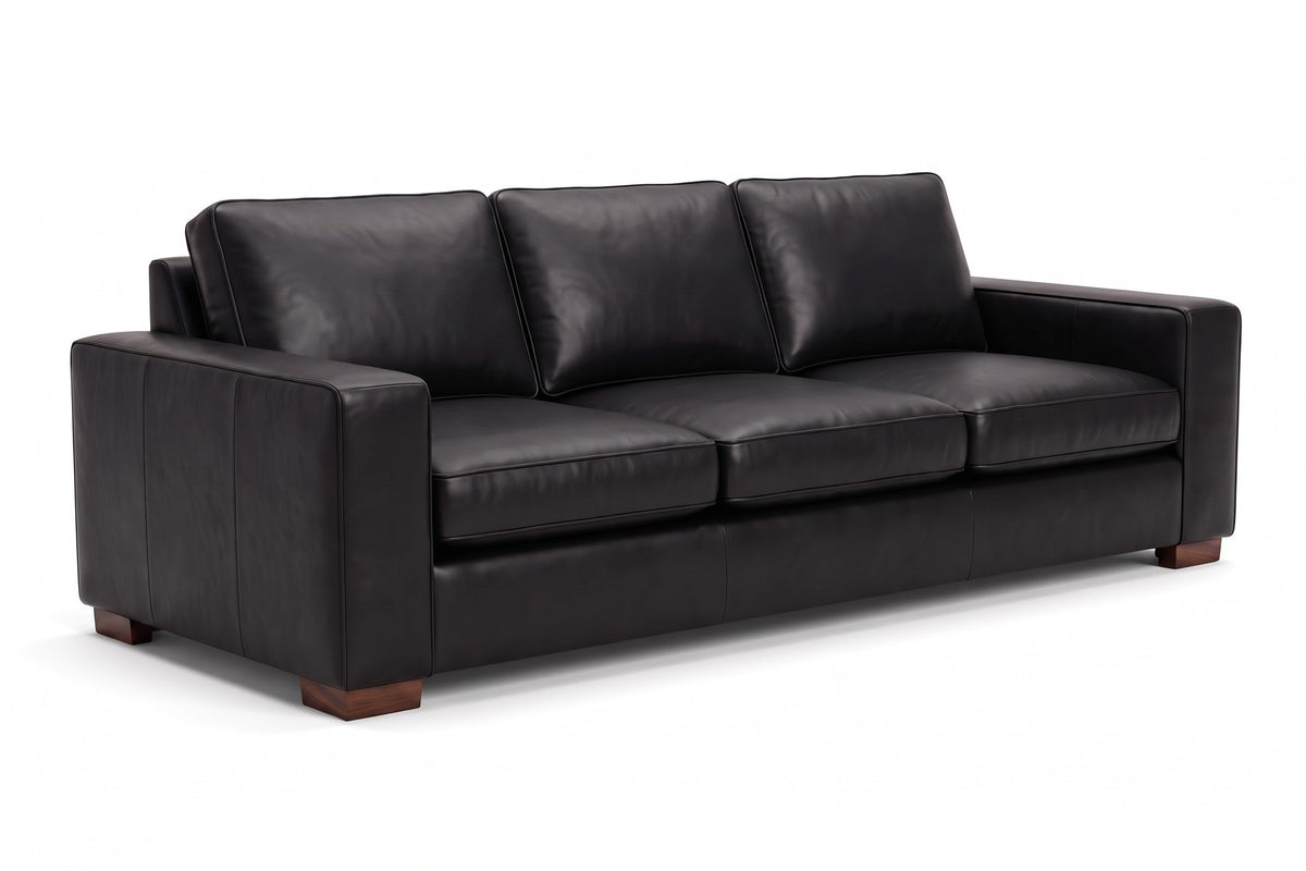 Deauville 101" Leather Sofa – Deep Seat, Wide Track Arms, Block Feet