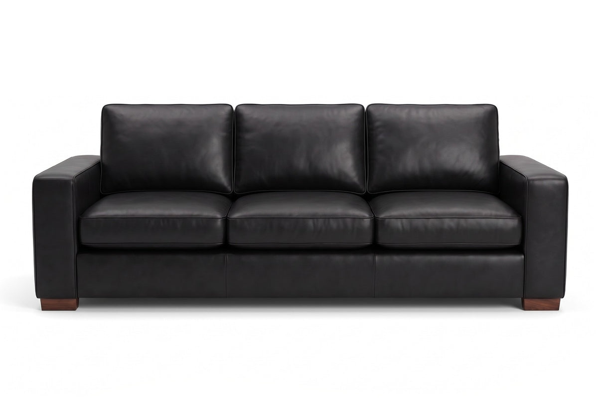 Deauville 101" Leather Sofa – Deep Seat, Wide Track Arms, Block Feet