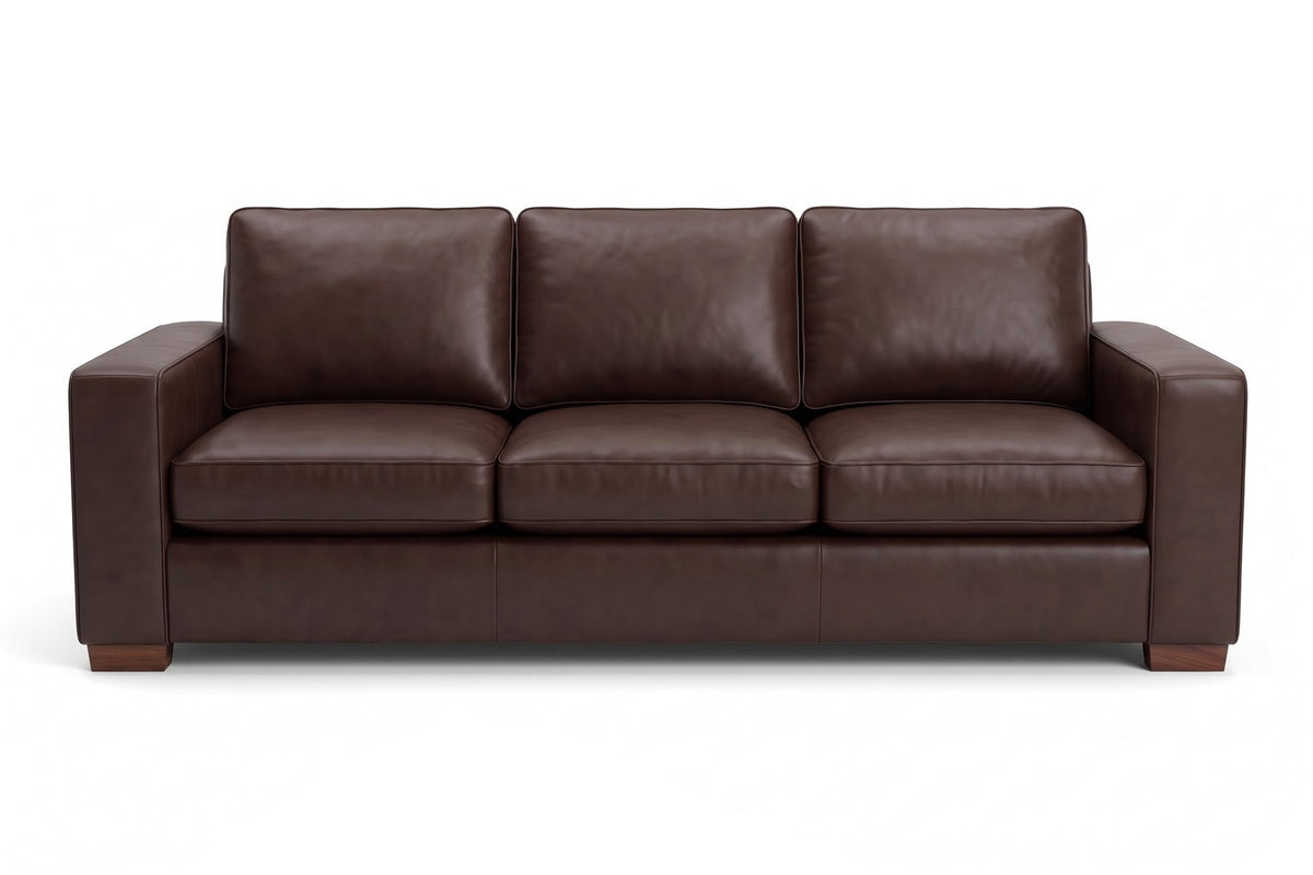 Deauville 101" Leather Sofa – Deep Seat, Wide Track Arms, Block Feet