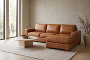 Deauville Cognac Leather Chaise Sectional in a living space