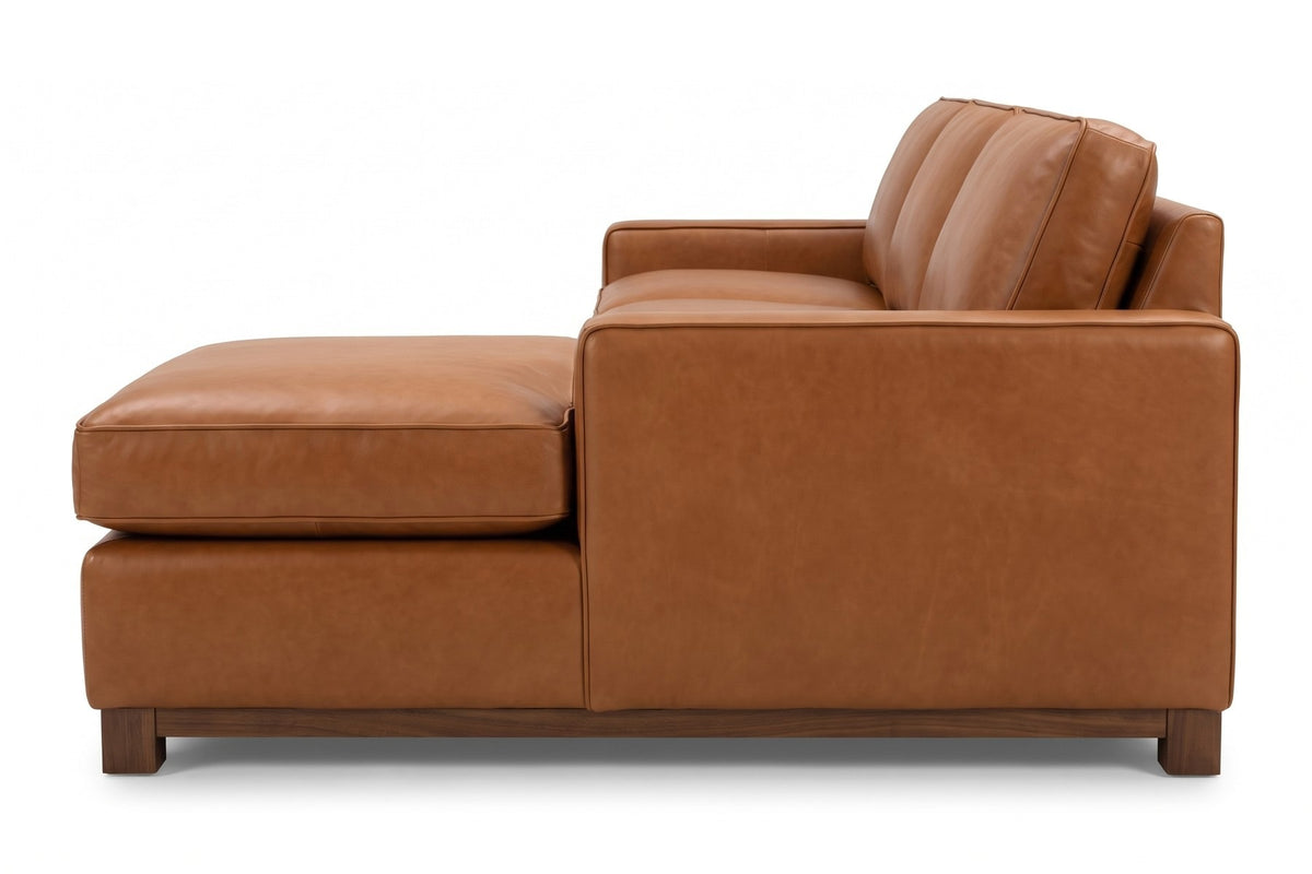 Deauville 122" Leather Chaise Sectional – Deep Seat, Wide Track Arms, Right or Left Chaise