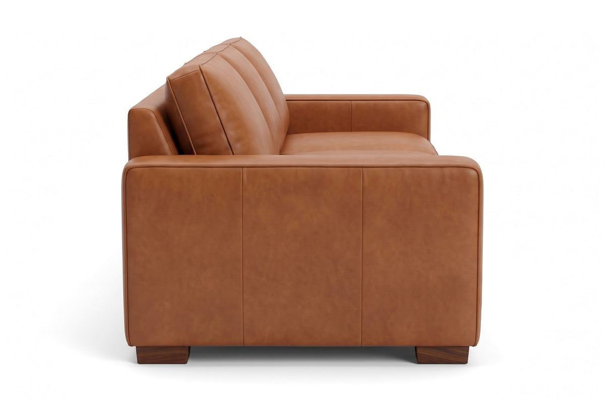 Deauville 101" Leather Sofa – Deep Seat, Wide Track Arms, Block Feet
