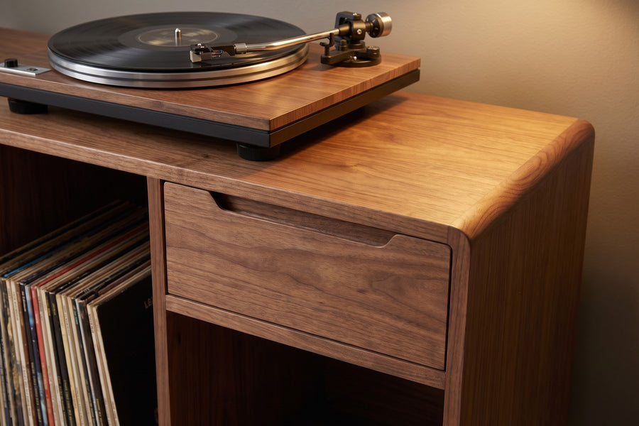 Dinard Walnut Record Cabinet detail