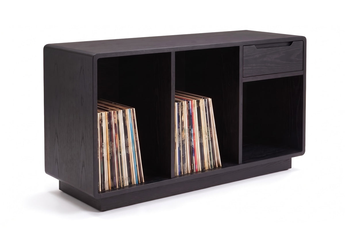 Dinard 48" Record Cabinet – Walnut or Oak, Open Record Bays, Drawer