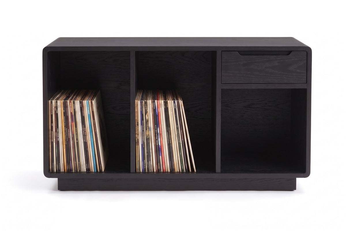 Dinard 48" Record Cabinet – Walnut or Oak, Open Record Bays, Drawer