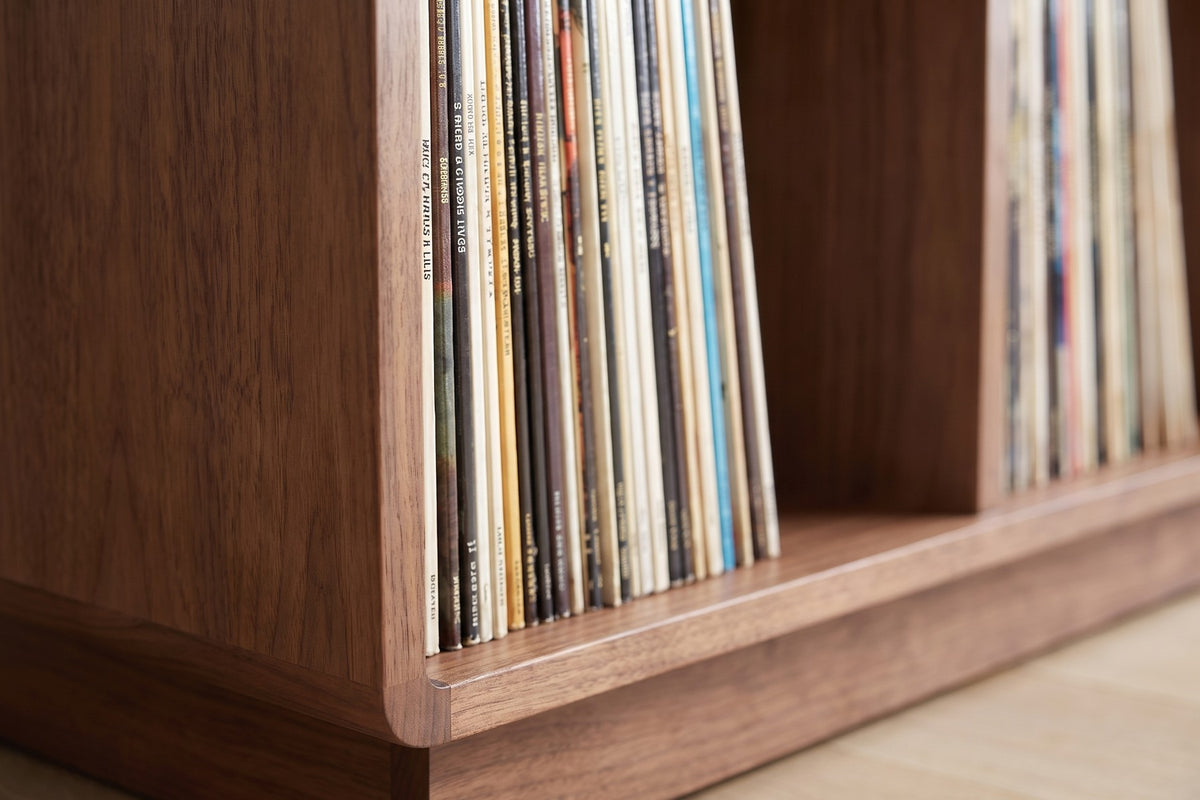 Dinard 48" Record Cabinet – Walnut or Oak, Open Record Bays, Drawer
