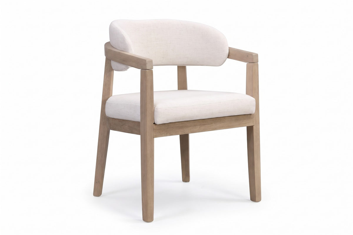 Elise Upholstered Dining Chair – Beige, Light Ash Rubberwood Frame, Set of 2