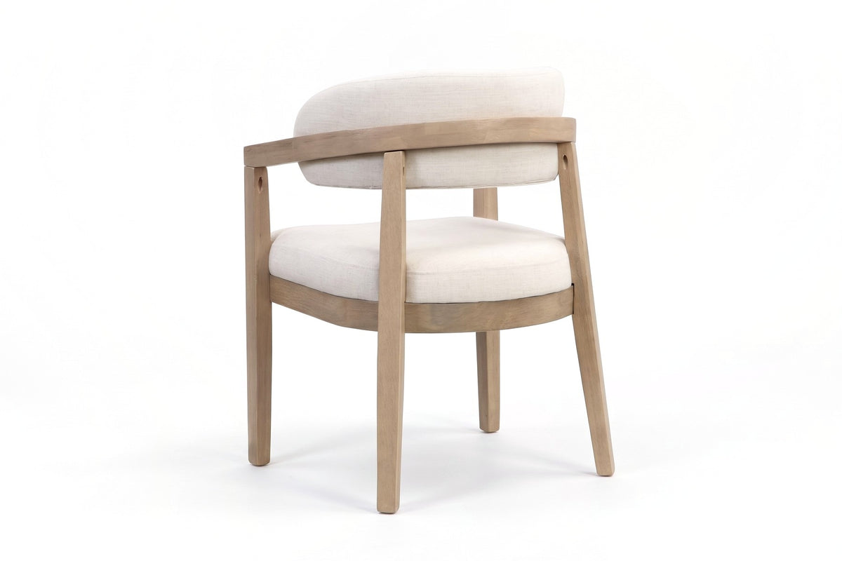 Elise Upholstered Dining Chair – Beige, Light Ash Rubberwood Frame, Set of 2