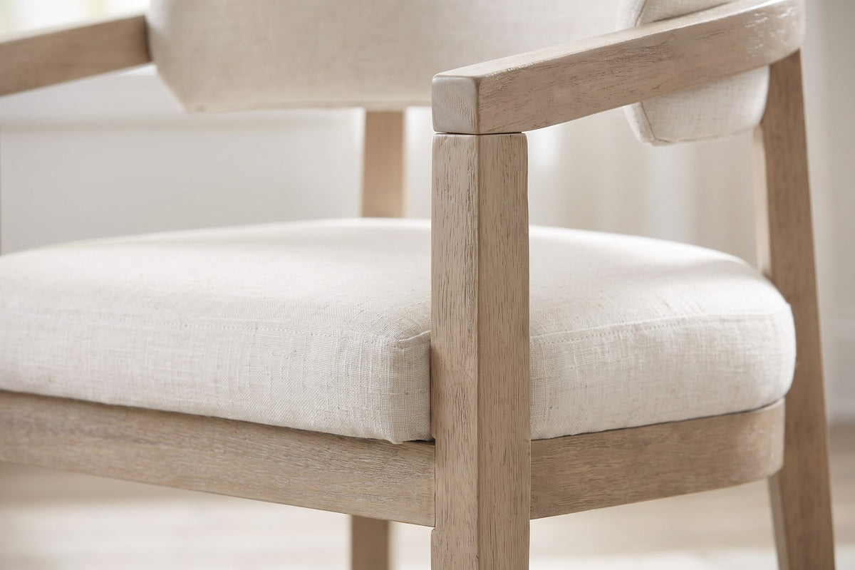Elise Upholstered Dining Chair – Beige, Light Ash Rubberwood Frame, Set of 2