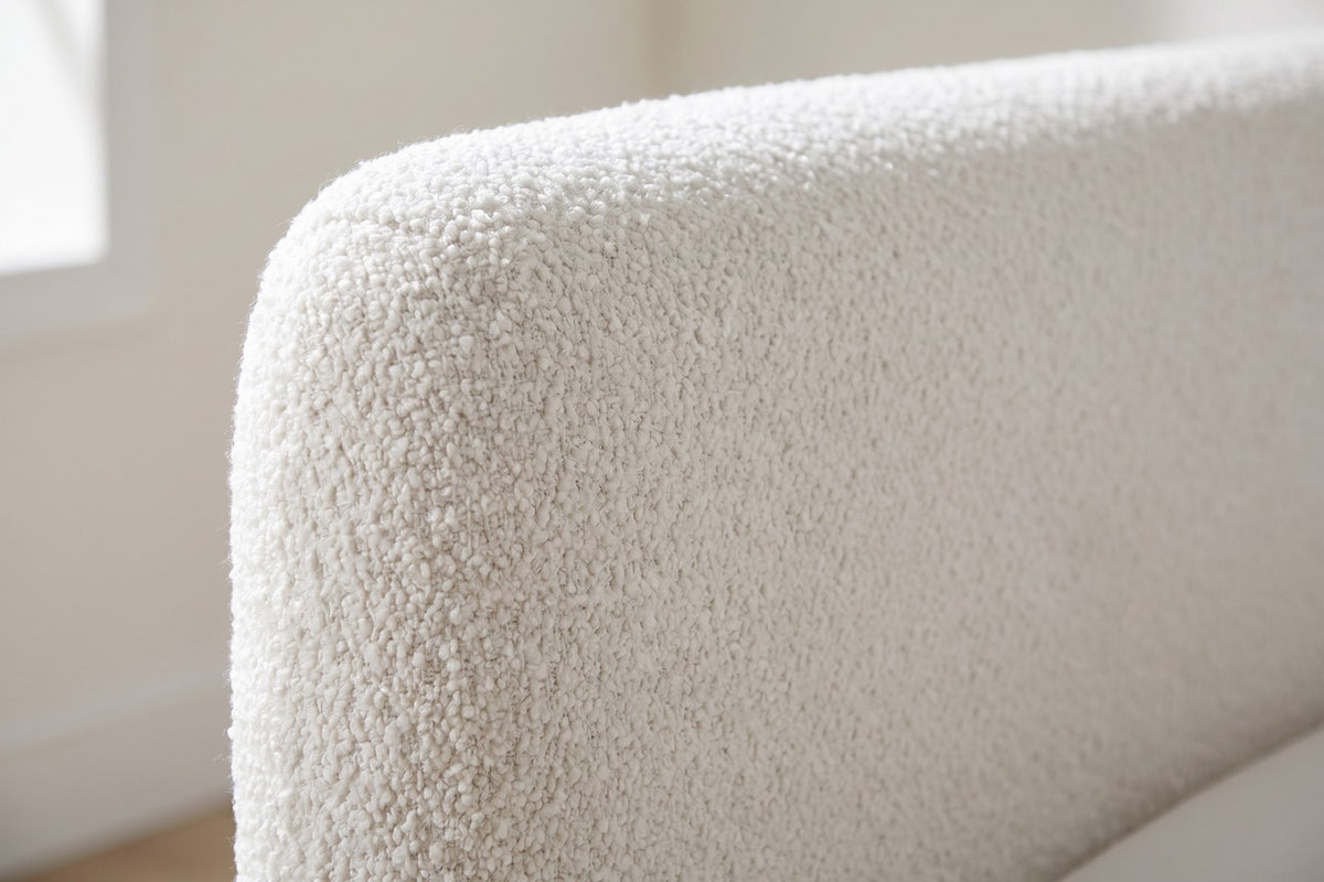 Elodie Low Bouclé Platform Bed – White, King