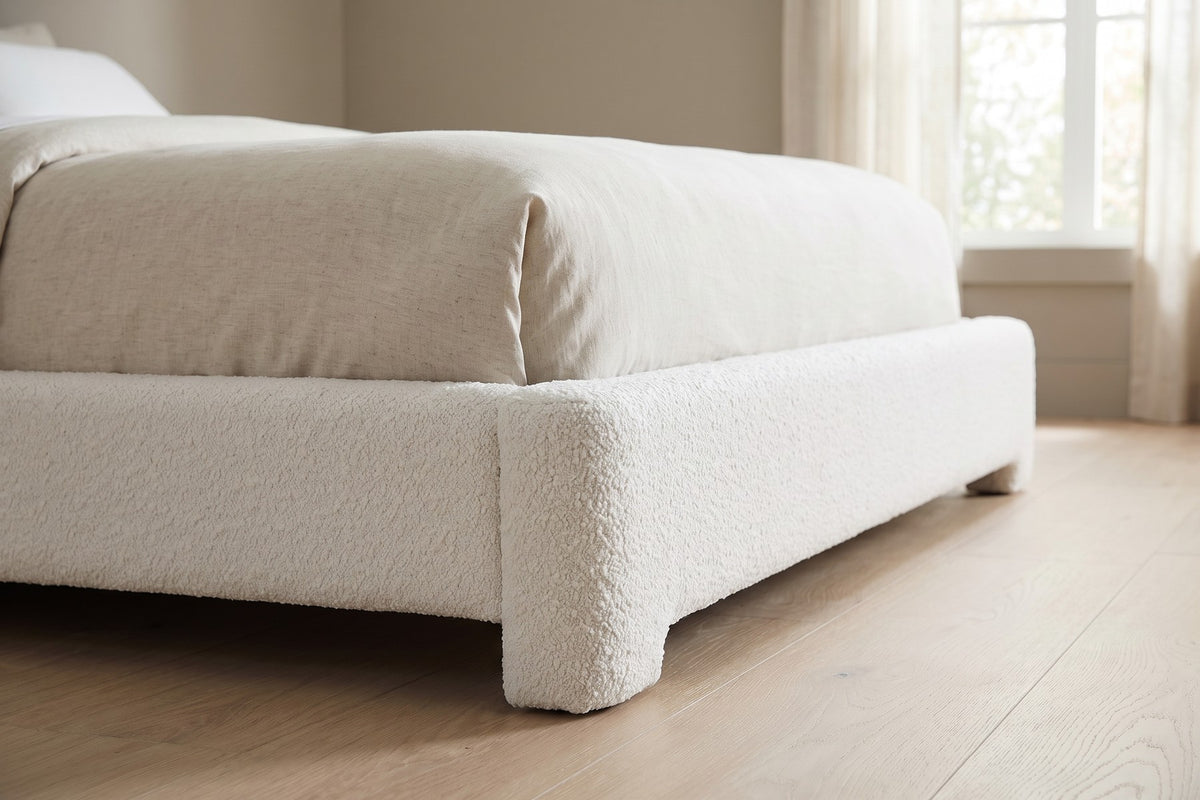 Rounded White Bouclé