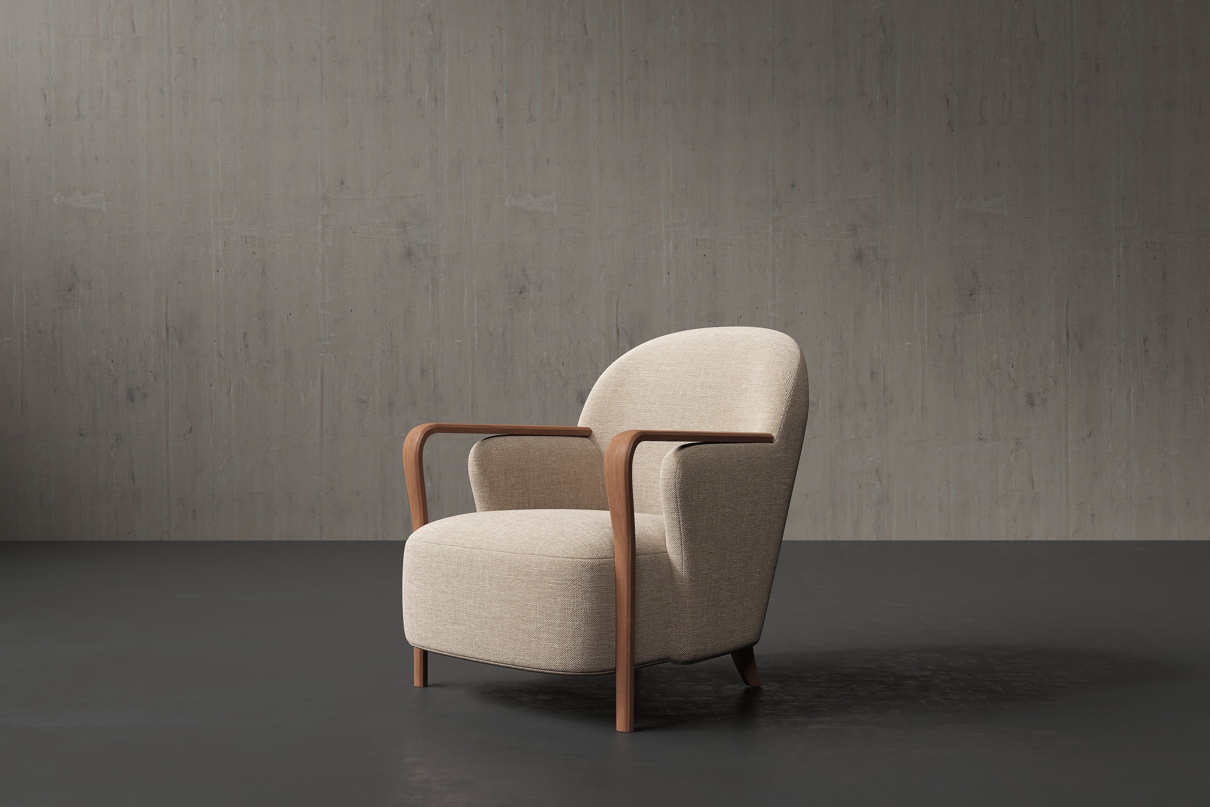 Amara Solid Walnut Wood Performance Fabric Accent Chair with ComfortSoft™ Technology