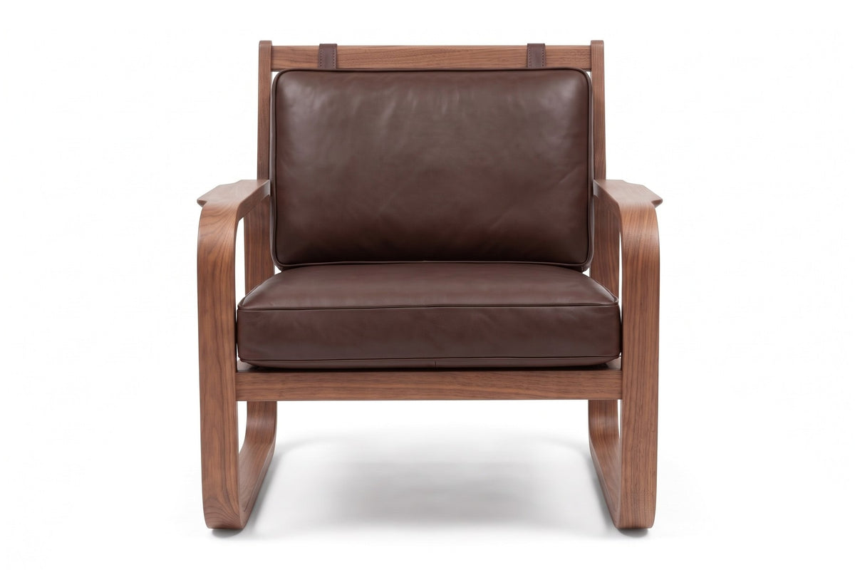 Étretat Bentwood Lounge Chair – Solid Oak Frame, Leather Cushions