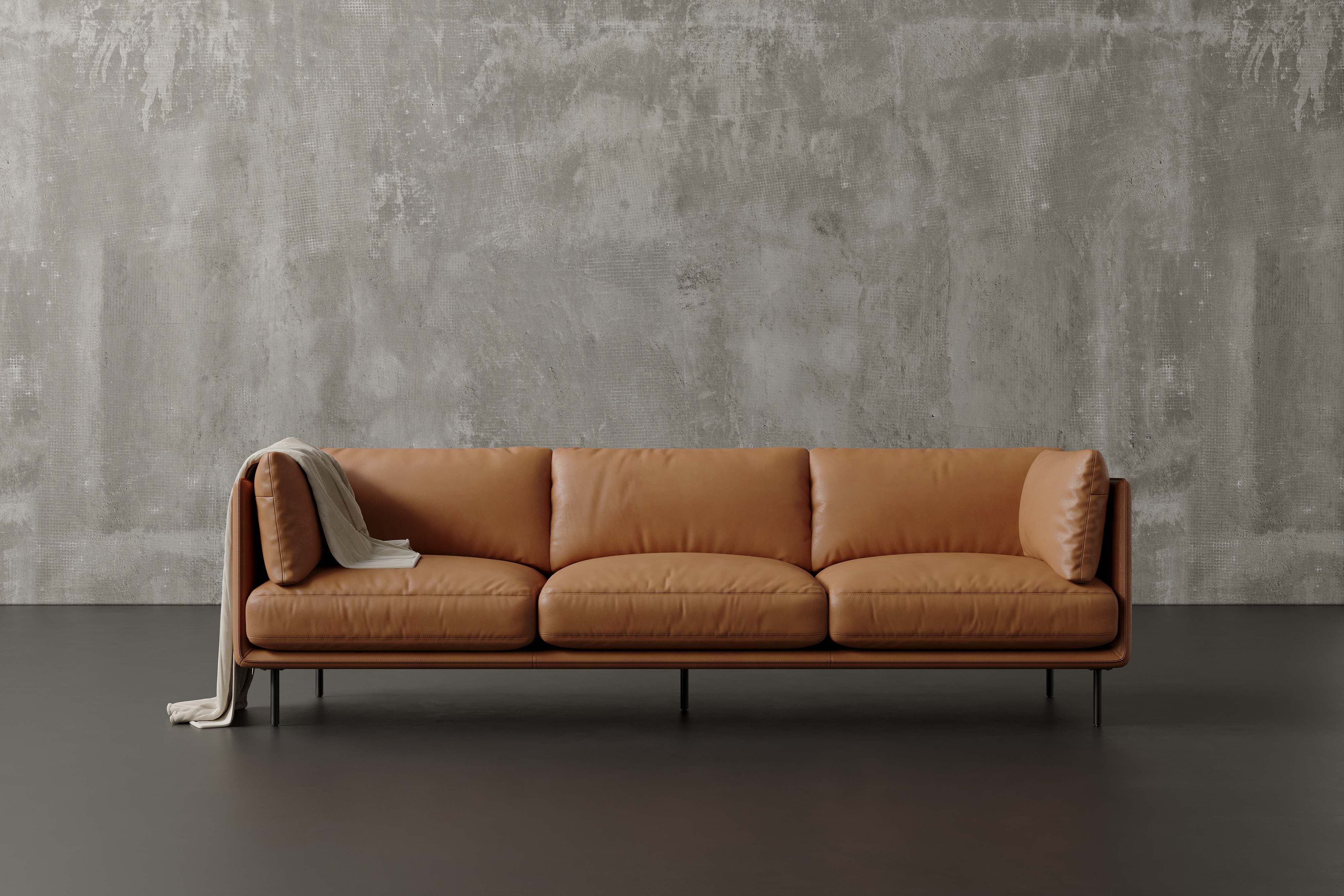 Tristan Nordic 87" Leather Wide Sofa
