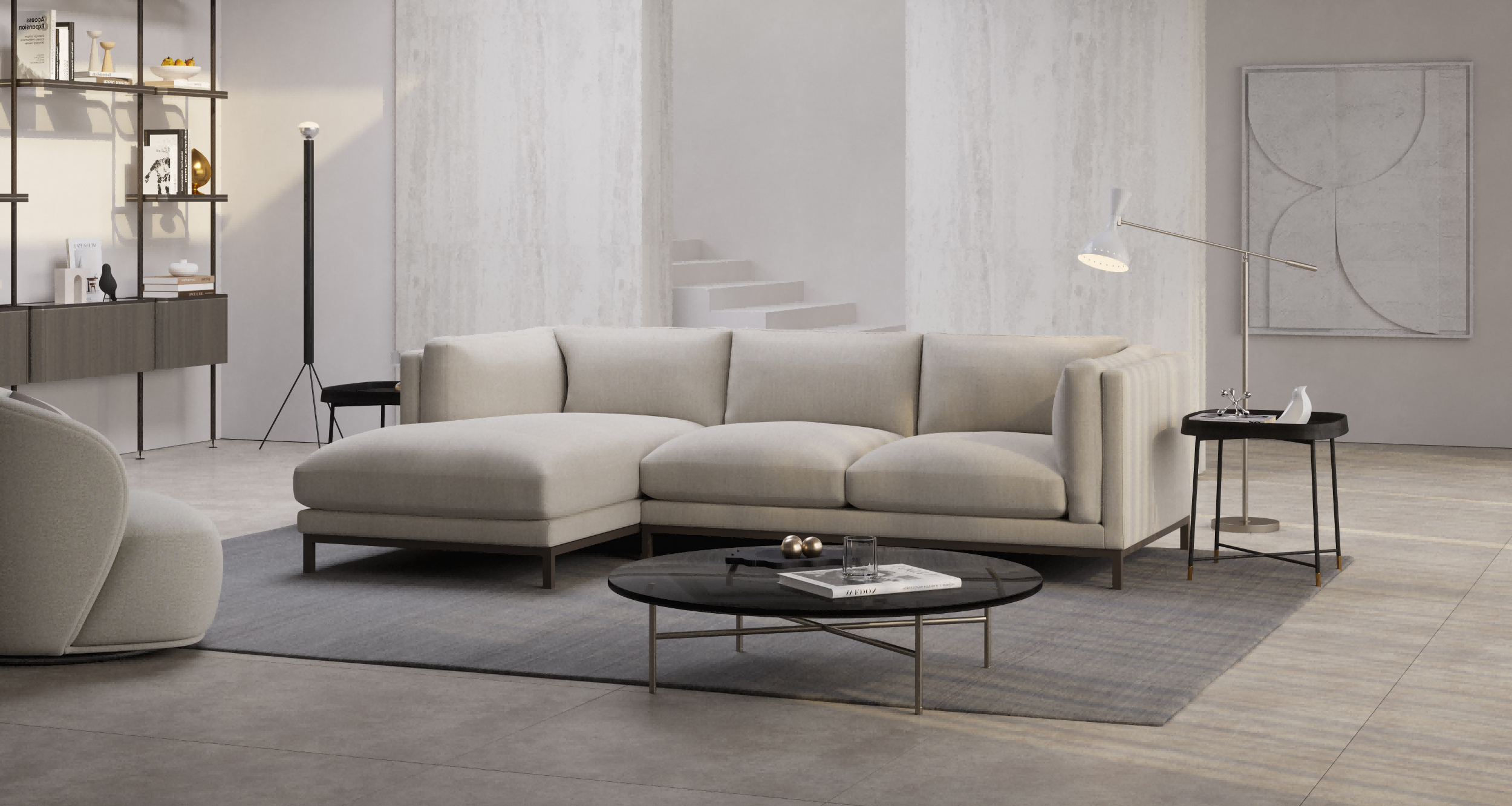 Savoy Fabric 3-Piece Sectional Sofa