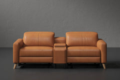 Ozanne Leather Dual Recliner Sofa with Console