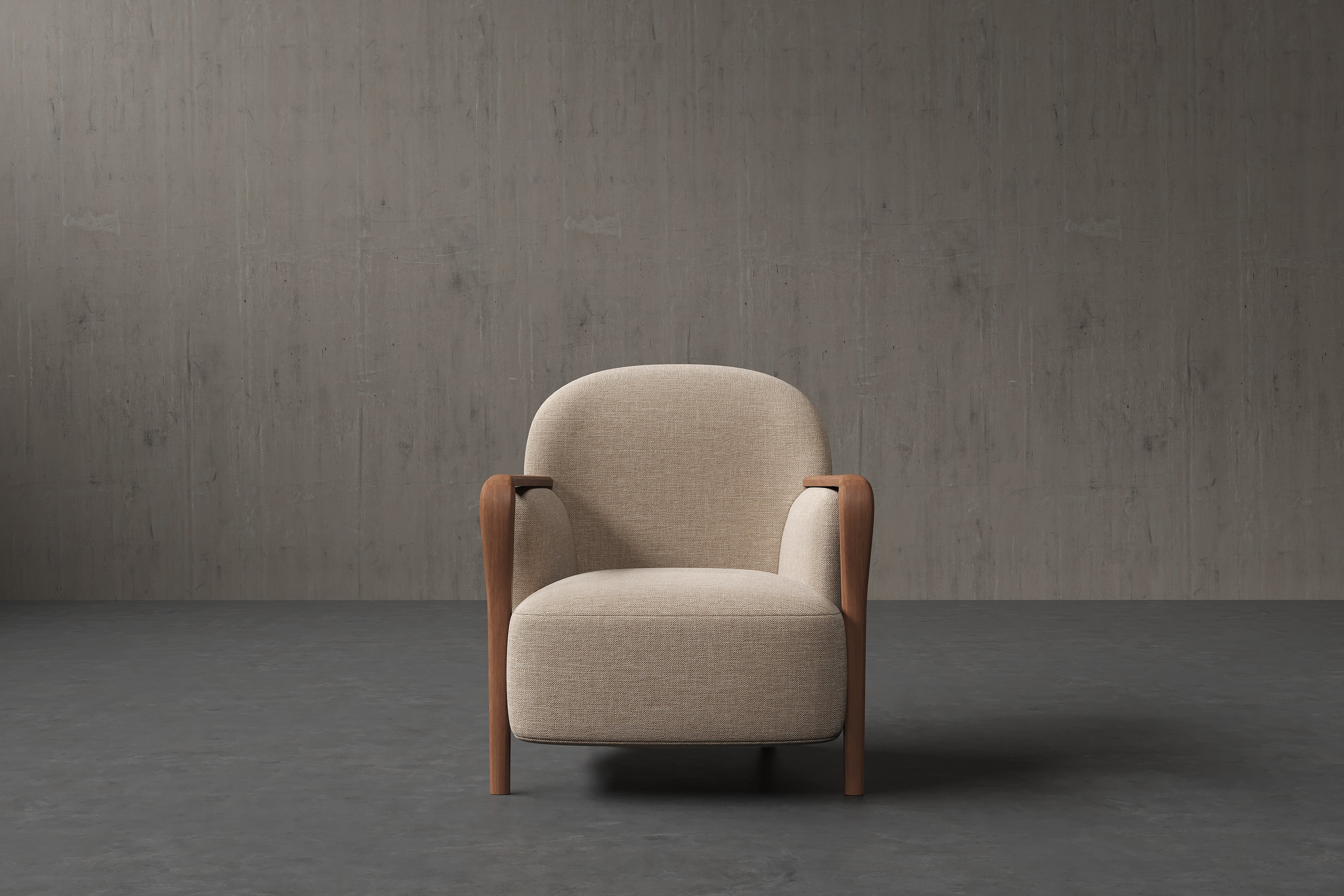 Amara Solid Walnut Wood Performance Fabric Accent Chair with ComfortSoft™ Technology