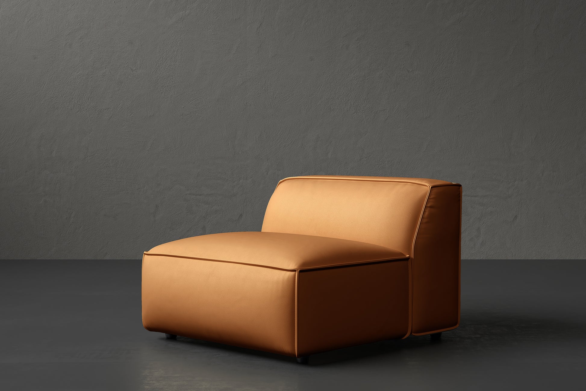 Allodi Full-aniline Leather Armless Sofa Module with Feather-Filled