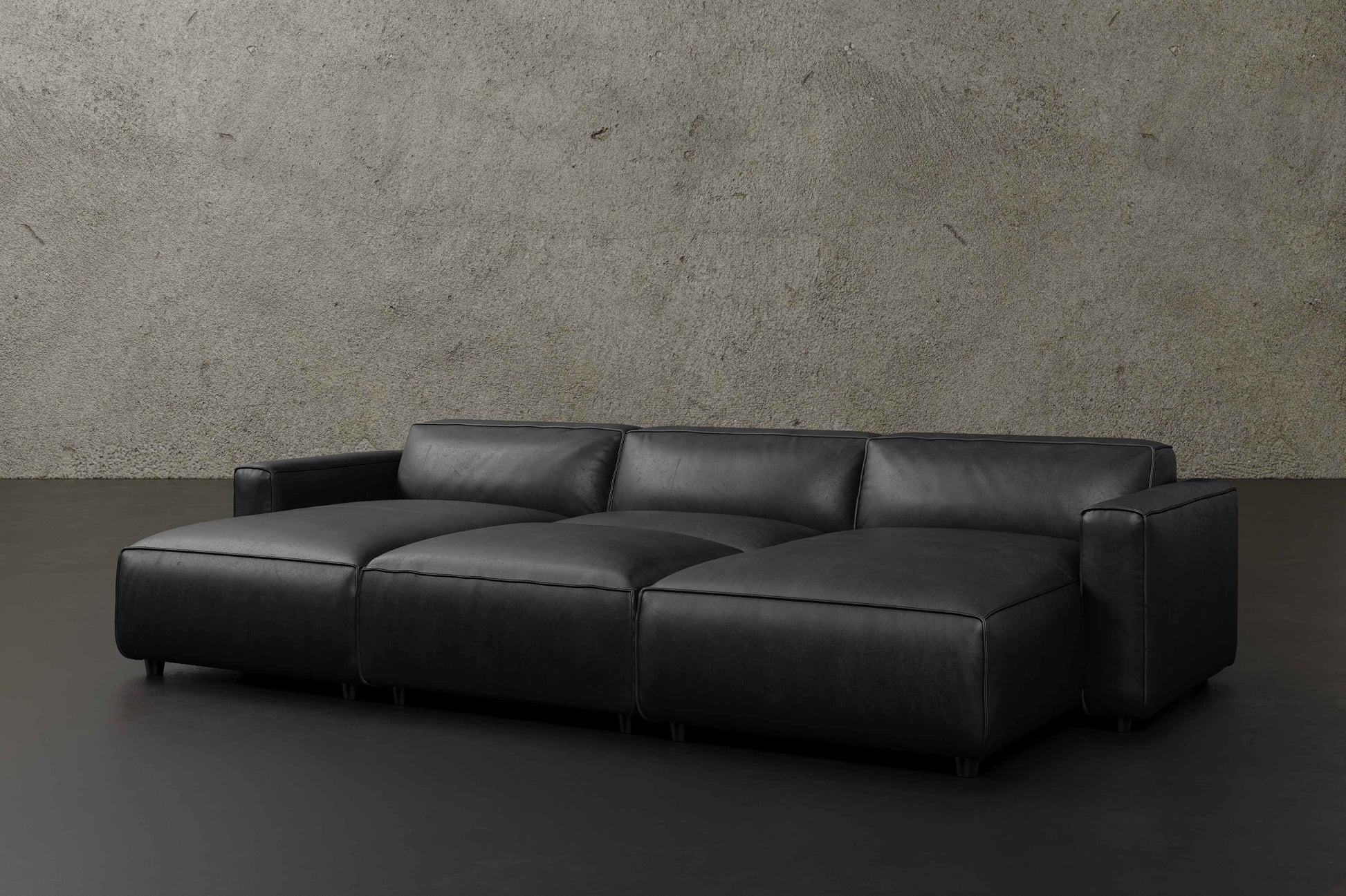 Allodi Full-aniline Leather Modular Bed Sectional Sofa with Feather-Filled