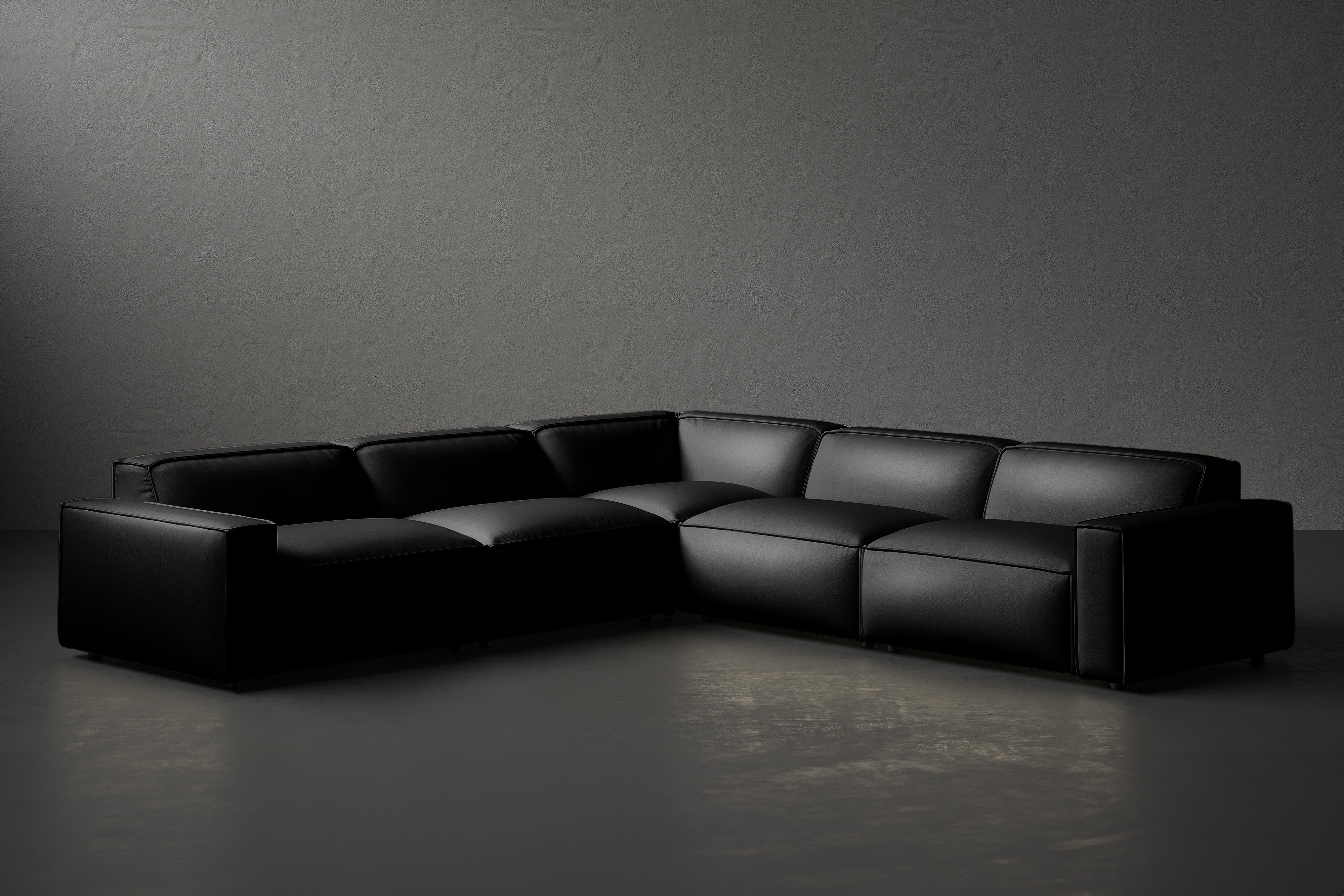 Allodi Full-aniline Leather Modular Corner Sectional Sofa with Feather-Filled