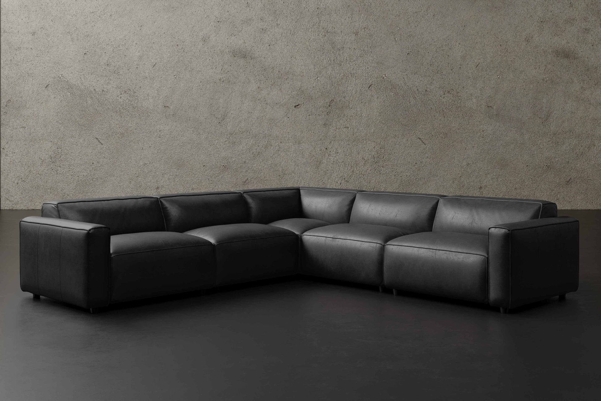 Allodi Full-aniline Leather Modular Corner Sectional Sofa with Feather-Filled
