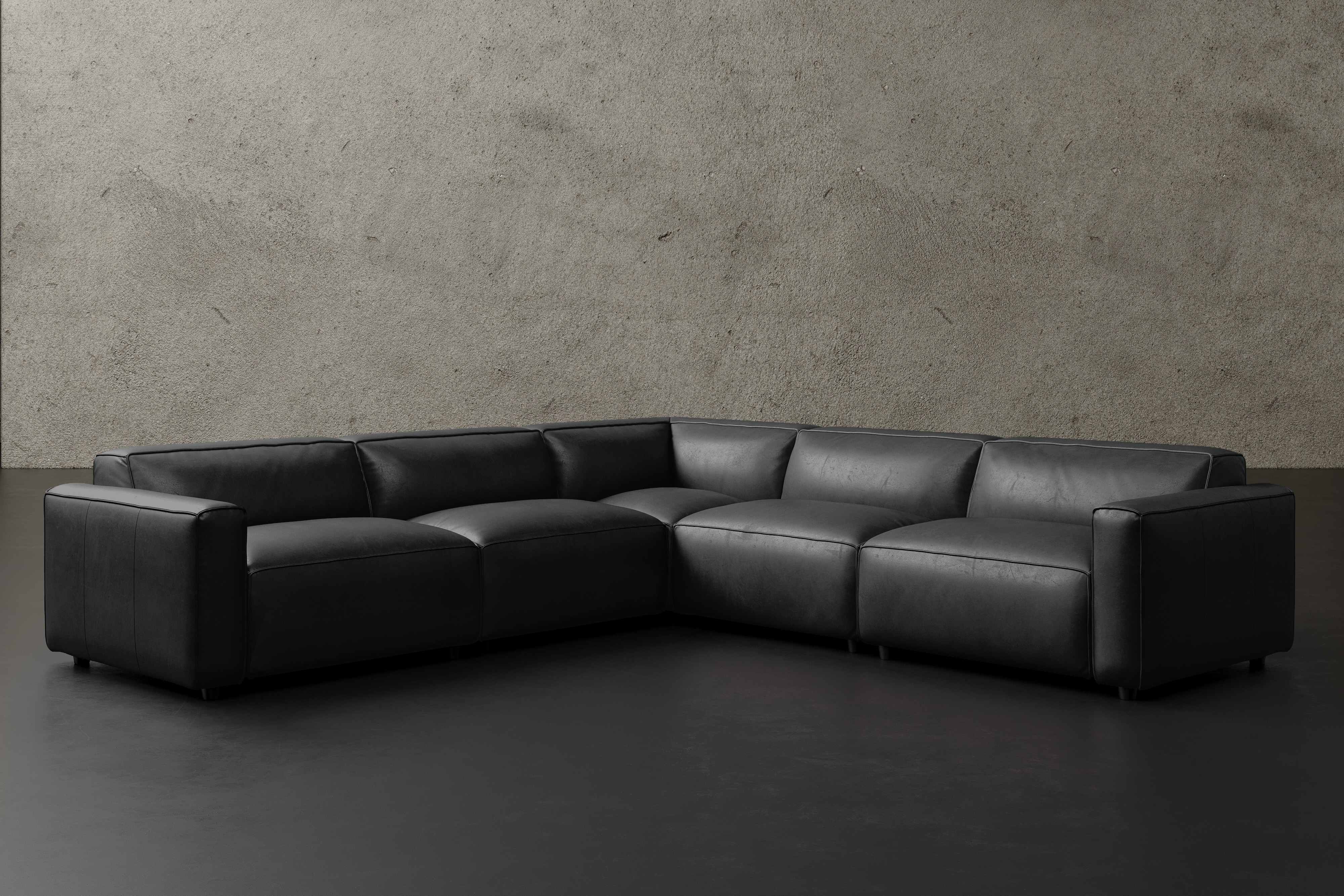 Allodi Full-aniline Leather Modular Corner Sectional Sofa with Feather-Filled