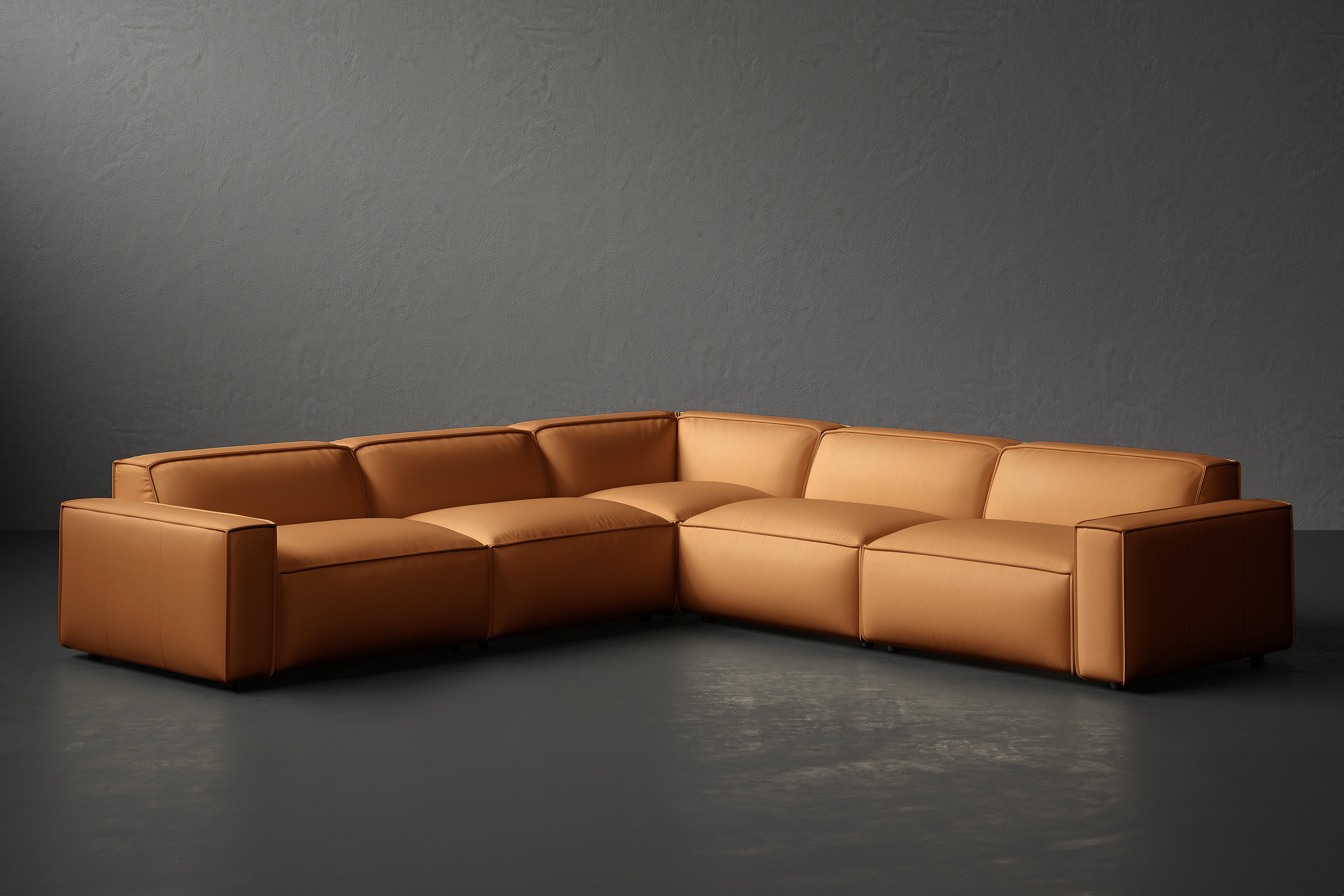 Allodi Leather Modular Corner Sectional Sofa