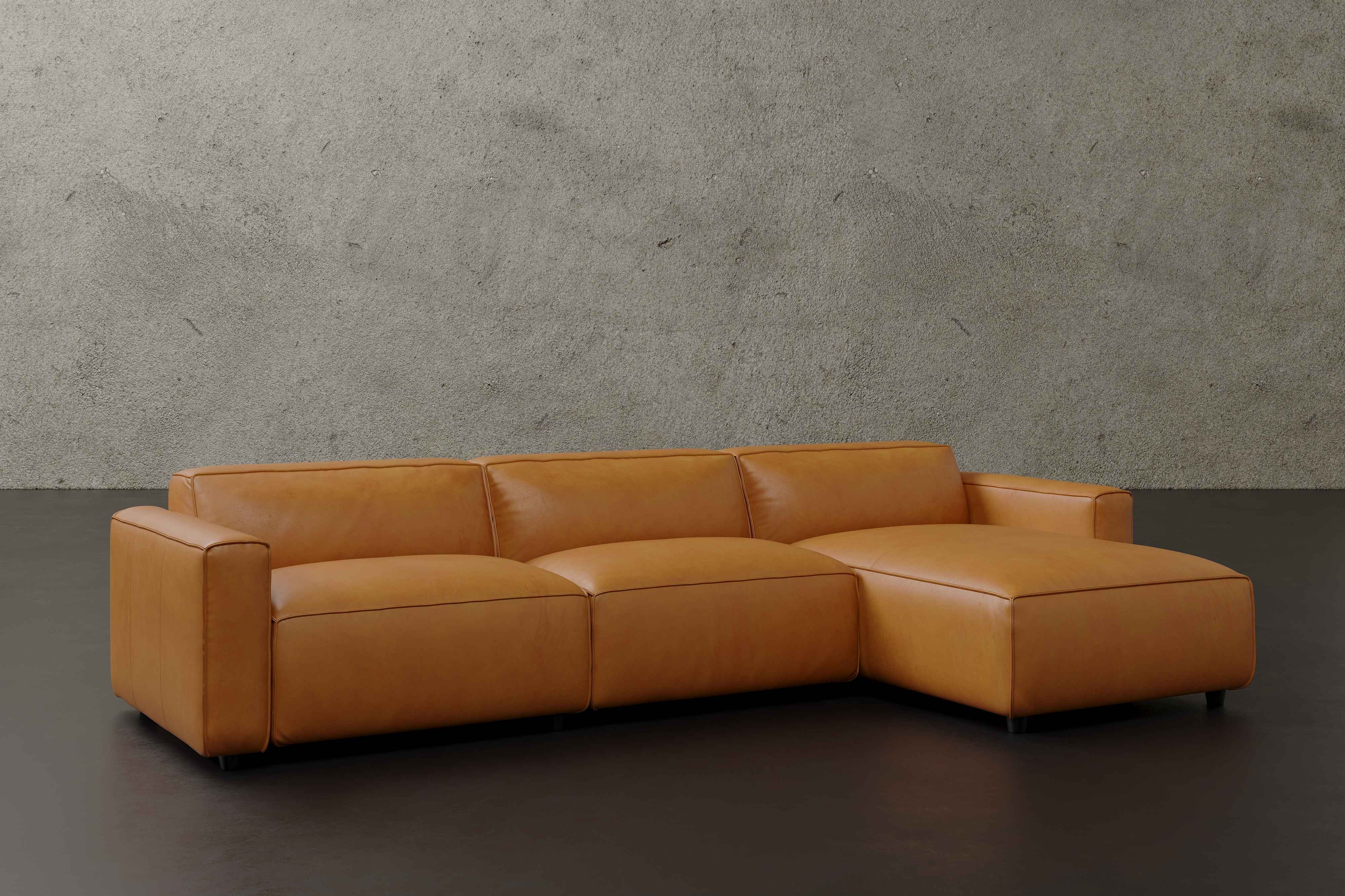 Allodi Full-aniline Leather Modular Sectional Sofa with Feather-Filled