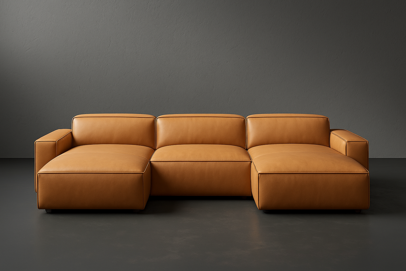 Allodi Full-aniline Leather Modular Sectional Sofa with Feather-Filled