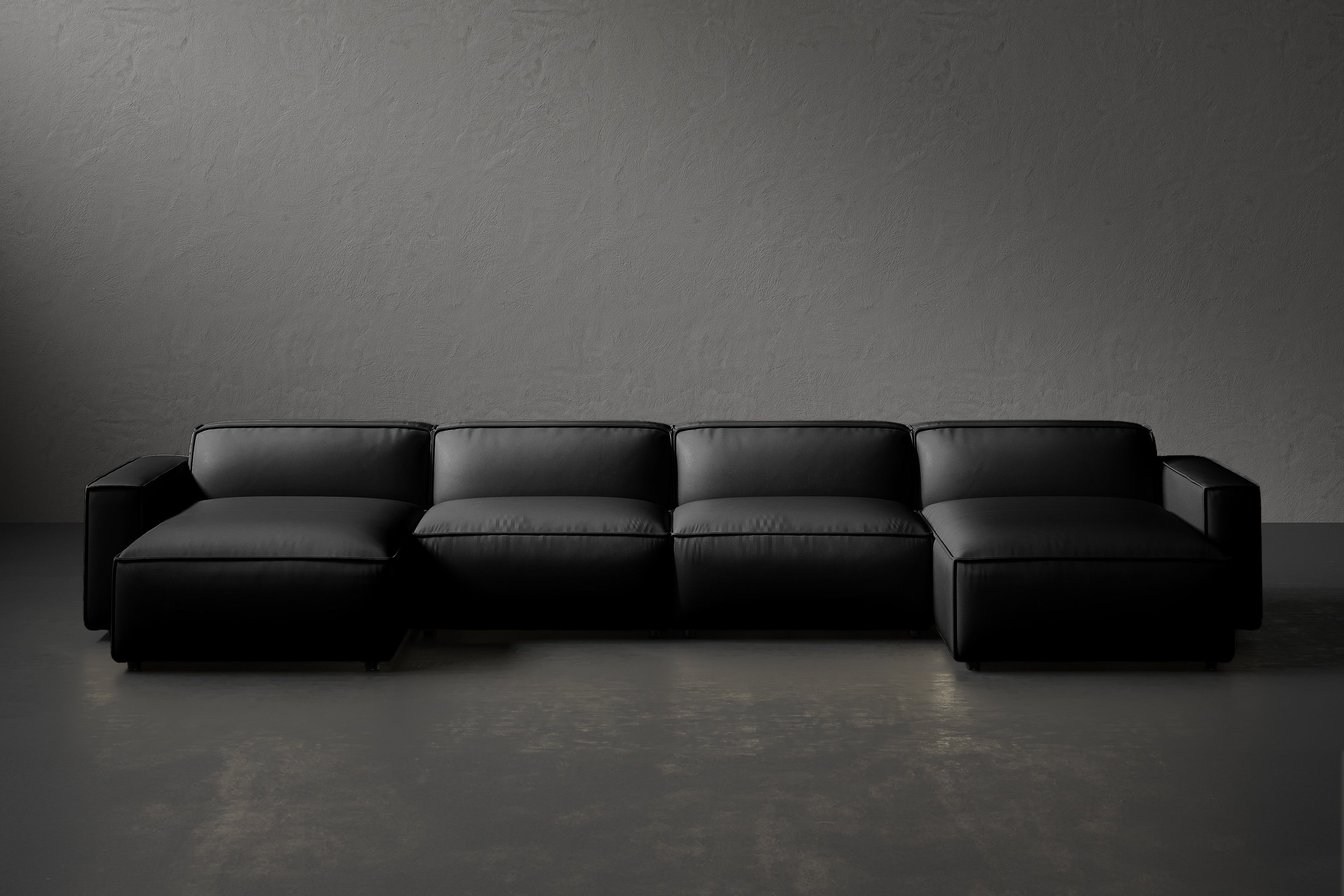 Allodi Full-aniline Leather Modular Extended Sectional Sofa with Feather-Filled