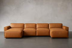 Allodi Full-aniline Leather Modular Extended Sectional Sofa with Feather-Filled