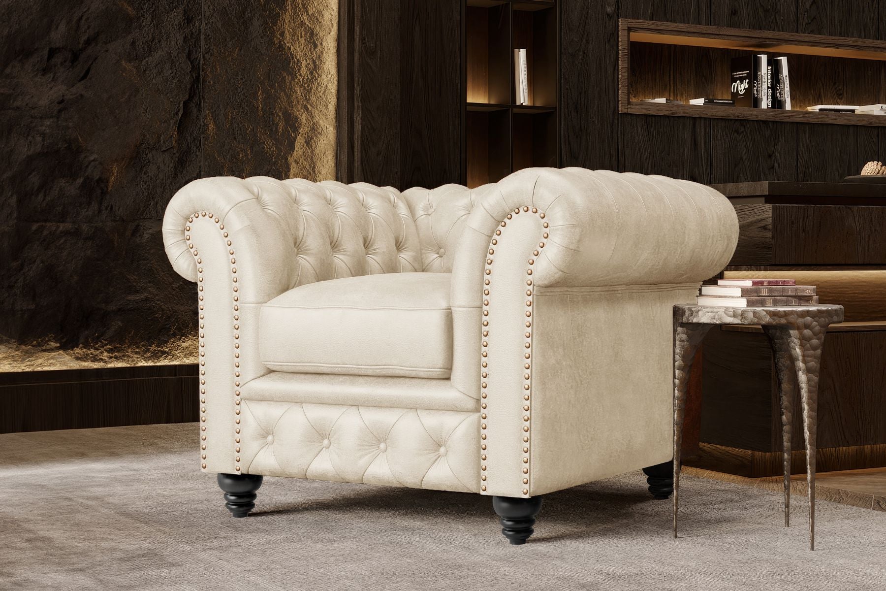 Figaro Nordic Hygge™ Leather Chesterfield Accent Chair with ComfortSoft™ Technology