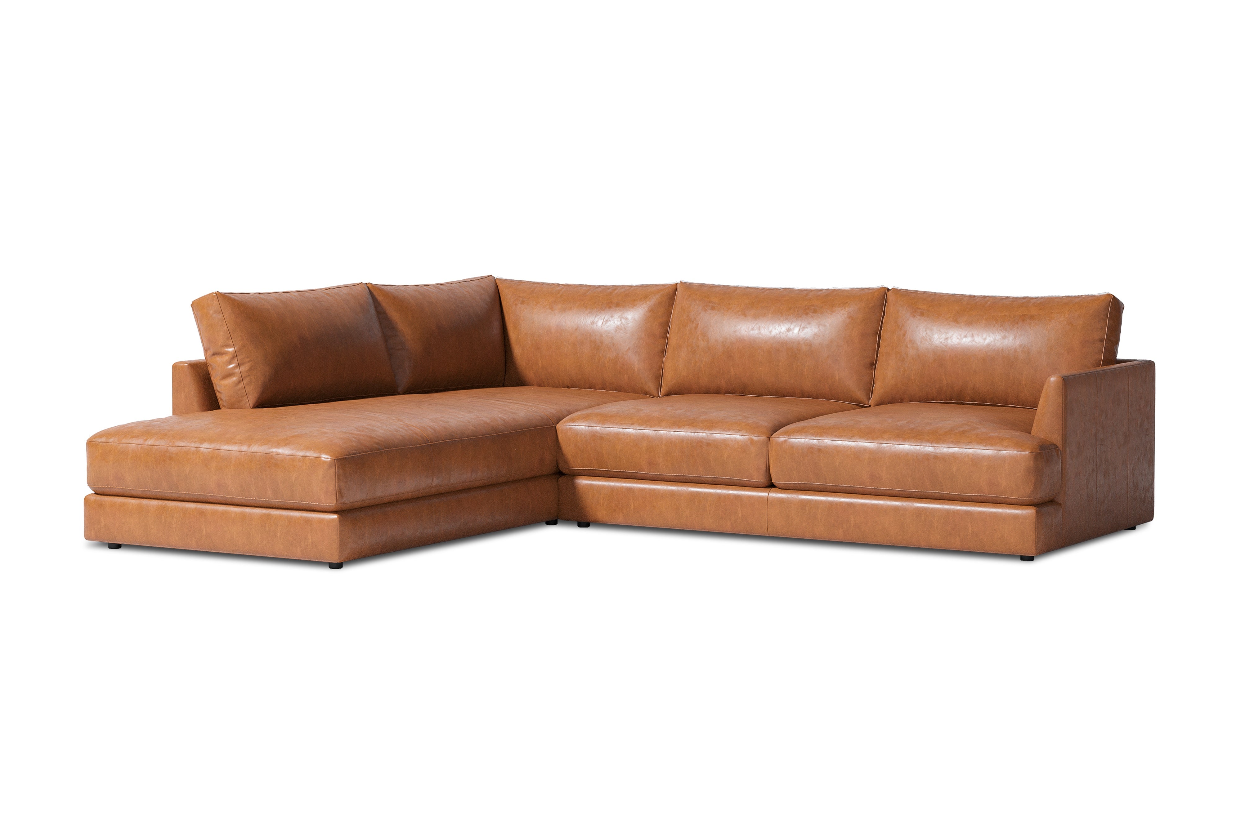 Vidal Leather  2-Piece Bumper Chaise Sectional Sofa